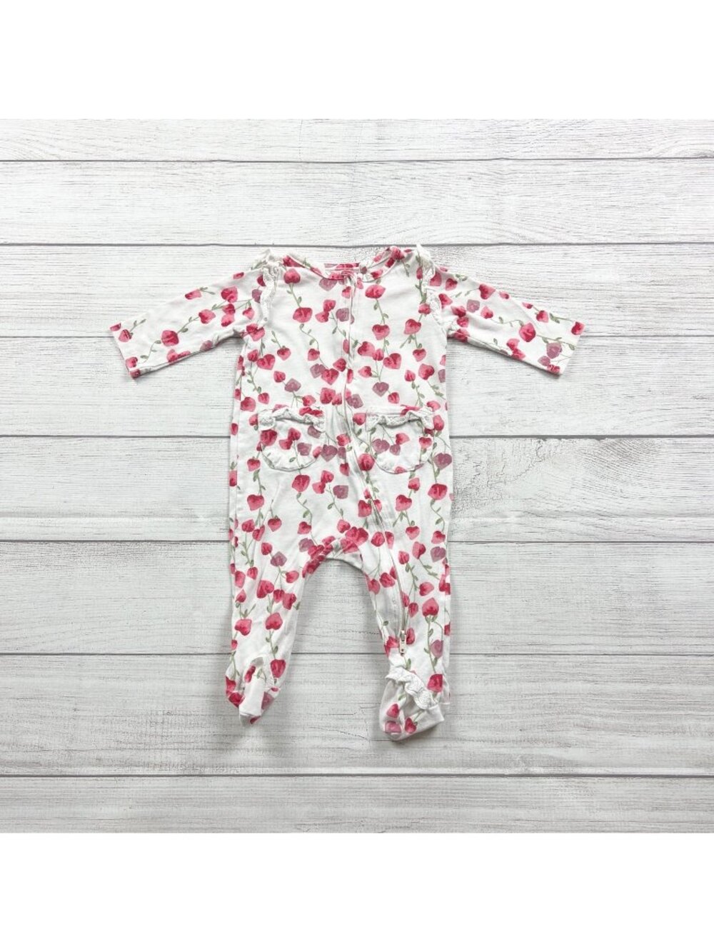 Jessica Simpson Infant Girls Floral Footed Sleeper Pajamas 3-6 Months